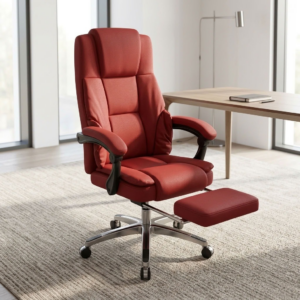 Modern Executive Office Chair with Retractable Footrest